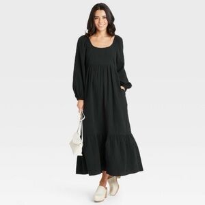 Universal Thread Black Long Sleeve Maxi Dress